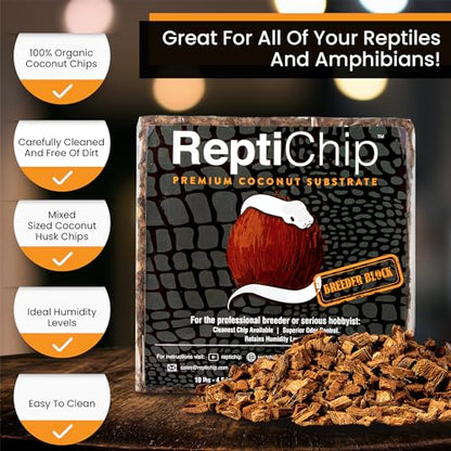 ReptiChip Reptile Substrate Coconut Chip Bedding 72 Quart Compressed Organic Coco Husk Block for Snake Habitat, Ball Python Terrarium, Turtle Tanks, Tortoise Enclosure - size: 1 Breeder Block