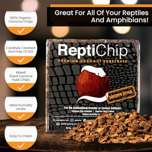 ReptiChip Reptile Substrate Coconut Chip Bedding 72 Quart Compressed Organic Coco Husk Block for Snake Habitat, Ball Python Terrarium, Turtle Tanks, Tortoise Enclosure (5 Pk) - size: 5 Pack Breeder Bundle