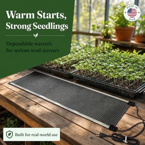 Seedling Heat Mat 11" x 24" - Water-Resistant Plant Heating Pad for Germination, Seed Starting, Propagation, Rooting Cuttings, Hydroponics and Indoor Gardening, Made in USA - size: 11" x 24"