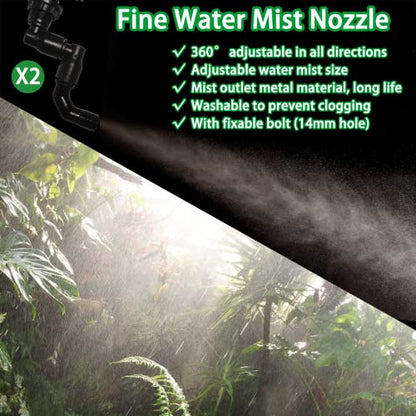 2-Pack Reptile Mister Nozzles - 1/4'' Reptile Fogger Fine Mist Nozzles for Terrarium, Paludarium, Vivarium, Plants, Amphibians, Tank - size: Single Nozzle*2
