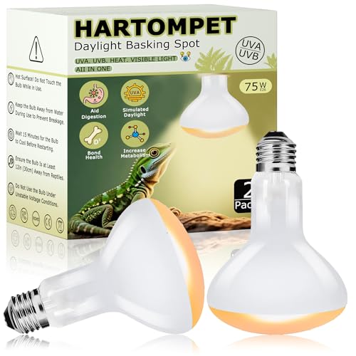 75W Reptile Heat Lamp Bulbs, 2.5 Inch UVA Amphibian Basking Spot Light for Bearded Dragon, Lizard, Tortoise & Chicks – Simulated Sunlight, Daylight Bulb for Aquariums and Tanks | 2 Pack - color: Yellow, size: 75W - Gen1 - R63