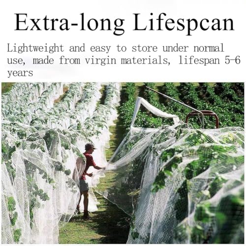 Garden Anti-Hail Netting for Veg Patch, 0.5cm Fine Insect Mesh for Plant Protection Pond Fruit Cage Flowers and Row Crops, Reusable, Various Sizes(3x100m) - size: 3x100m