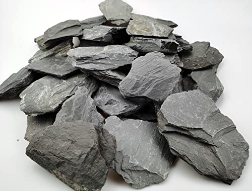 Voulosimi Natural Slate Rocks PH Neutral Stone Perfect Rocks for Aquariums, Landscaping Model,Tank Decoration,Amphibian Enclosures (7.5 LB, 5-7 inch) - color: 7.5 LB, size: 5-7 inch