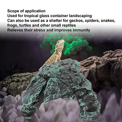 Reptile Rock Hide Cave Resin 8.5x8x4cm for Small Lizards Turtles, Natural Simulation Shelter for Crab Amphibian, 3.3x3.1x1.6in Terrarium Tank Decor