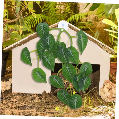 TOYANDONA 2pcs Realistic Leaves with Suction Cup Terrarium Decor for Turtle Habitat Flexible Vines for Natural Aesthetic