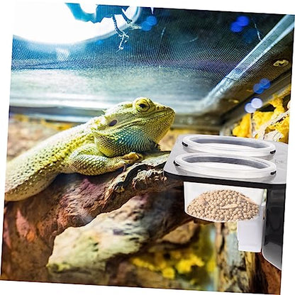 LIOOBO Reptile Water Dish Sucker Design Reptile Feeder Round Edges for Safety Random