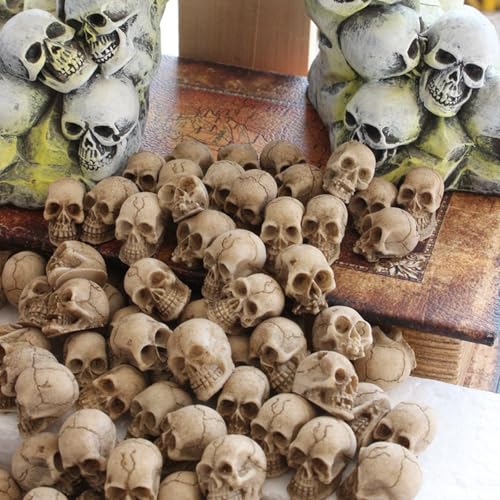 20PCS Miniature Resin Skull Figurines, Miniature Halloween Skeleton Heads, for Potted Plants, Aquariums, Desktop Decor DIY，for Decorative Yard Art for Outdoor Garden