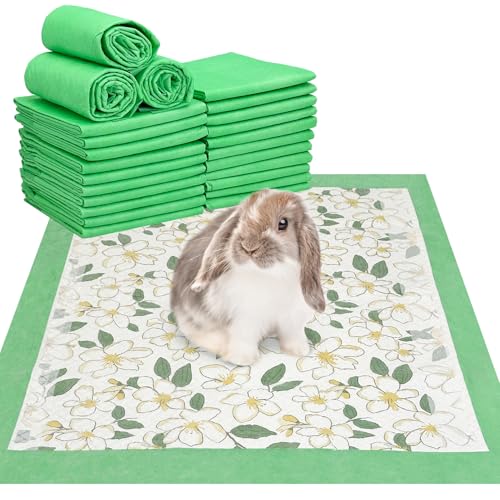 Fhiny 50 PCS Disposable Guinea Pig Pee Pads, 18'' x 24'' Super Absorbent Rabbit Cage Liner Odor Control Small Pet Cage Training Pads for Rabbit Bunny Ferret Cat Puppy and Other Small Animals - color: Green, size: Medium-18'' x 24''-50 PCS