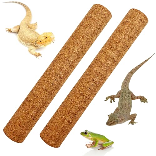 Cork Branch for Reptiles Climbing Branches 2 Pack Natural Tree Frog Cork Wood Stick Crested Geckos Habitat Decor for Snake Lizard Bearded Dragon Chameleon Terrarium 15.7 Inches - size: L: 2 PCS (16 x 1.7in)