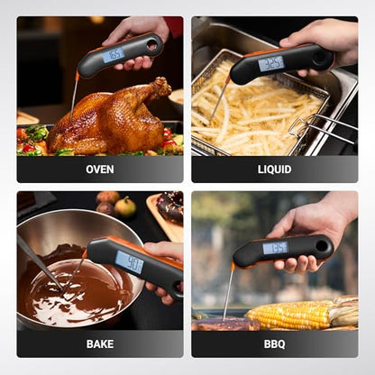 ThermoMaven Professional Meat Thermometer, Instant Read in 0.5 Sec, NIST Certified Accuracy ±0.5°F, IP67 Waterproof, Ambidextrous Backlight, Auto-Rotating Display, for BBQ/Grill/Cooking, Black&Orange - color: Black&Orange
