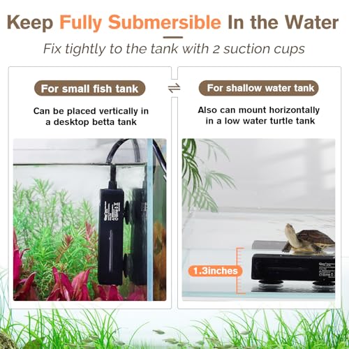 hygger Mini Fish Tank Submersible Heater 20W for 1-5 Gallons Desktop Betta Aquarium Heater with Digital Display Controller Adjustable Temperature - size: 20 Watt