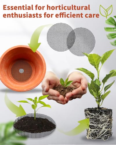 50PCS Flower Pot Hole Mesh Pad, 4 inch Rounds Drainage Hole, Plant Pot Drainage Mat, Plant Potting Mat to Prevent Soil Loss, Gardening Gifts for Friend - size: 50 PCS 4 Inch Round