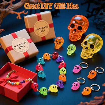 13PCS Halloween 3D Skull Resin Molds Set, 3PCS Large Medium Small Epoxy Molds for Resin, Candle Making, 10PCS Mini Skull-Heads Molds for DIY Pendant Keychain Bracelet Earrings