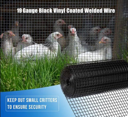 Hardware Cloth for Chicken Wire Fencing-1/4in Mesh AWG 19 Gauge 36in x 50ft Black Vinyl Coated Galvanized Welded Wire Mesh Roll-Poultry Netting, Rabbit Cages, Snake Barrier, Garden Fencing - color: Black, size: 1/4" 36" x 50' (AWG 19Ga)