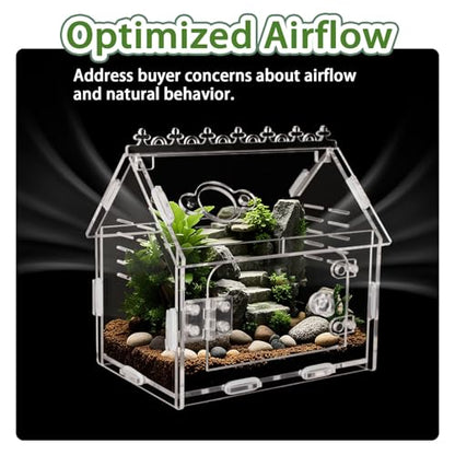 Jumping Spider Enclosure - 5.9"x3.9"x5.1" Magnetic Acrylic Terrarium Kit for Tarantula, Mantis and Reptiles, Escape-Proof Habitat with Secure Latches & Ventilation, Clear Invertebrate Breeding Cage