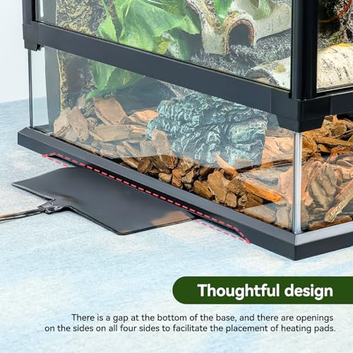 18x12x12 12 Gallon Glass Reptile Tank Front Opening Terrarium Suitable for Leopard Geckos, Snakes Tree Frogs Chameleons Watertight Base, Ventilated Metal Mesh Top, Pre-Drilled Cable Holes - size: 18'' x 12.6'' x 12.6''