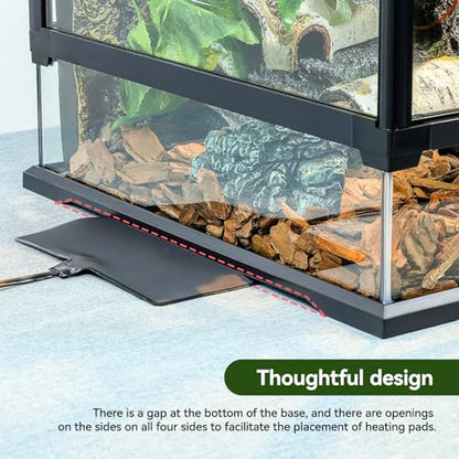 18x12x12 12 Gallon Glass Reptile Tank Front Opening Terrarium Suitable for Leopard Geckos, Snakes Tree Frogs Chameleons Watertight Base, Ventilated Metal Mesh Top, Pre-Drilled Cable Holes - size: 18'' x 12.6'' x 12.6''