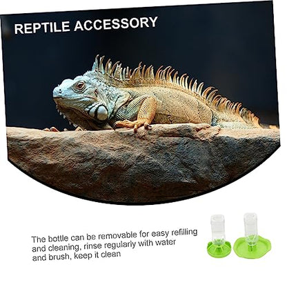 BESPORTBLE 2sets Reptile Feeding Bowls Green Plastic Water and Food Dishes for Small Reptiles Safe and Smooth Surface for Lizards and Tortoises