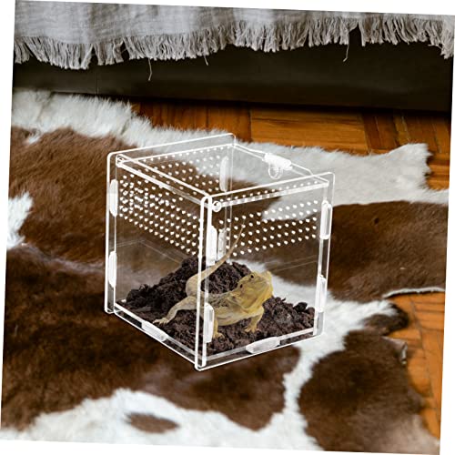 Acrylic Feeding Box for Reptiles Terrarium Kit Observation Window Easy Cleaning - size: 9.5x9cm