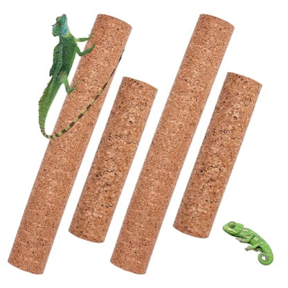 OLYCRAFT 4Pcs 2 Styles Cork Branch for Reptiles Climbing Branches Natural Tree Frog Cork Wood Stick Branch Reptiles Climbing Cork Branches for Snake Lizard Bearded Dragon Chameleon Terrarium