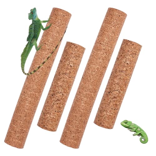 OLYCRAFT 4Pcs 2 Styles Cork Branch for Reptiles Climbing Branches Natural Tree Frog Cork Wood Stick Branch Reptiles Climbing Cork Branches for Snake Lizard Bearded Dragon Chameleon Terrarium