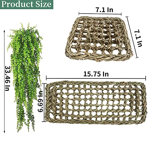 Seagrass Hammock for Bearded Dragon,Large Reptile Hammock with Suction Cups Lizard Lounger Bed Jungle Climber Vines Chameleon Terrarium Habitat Decor for Bearded Dragons,Geckos,Snakes