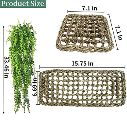 Seagrass Hammock for Bearded Dragon,Large Reptile Hammock with Suction Cups Lizard Lounger Bed Jungle Climber Vines Chameleon Terrarium Habitat Decor for Bearded Dragons,Geckos,Snakes