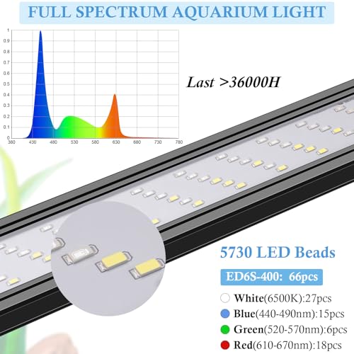 FEDOUR Aquarium LED Light, Full Spectrum Aquarium Plant Light with Timer, Extendable Metal Brackets, for Fish and Plant Tank (16-24 inch) - size: 16-24in
