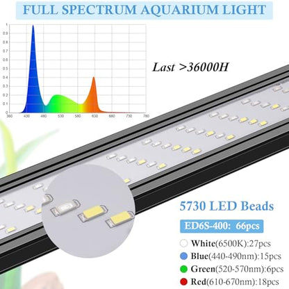 FEDOUR Aquarium LED Light, Full Spectrum Aquarium Plant Light with Timer, Extendable Metal Brackets, for Fish and Plant Tank (16-24 inch) - size: 16-24in