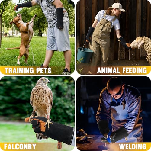 Animal Handing Gloves- Bite Proof, Puncture & Scratch Resistant for Safe Handling, Garden Gloves - color: Black, size: 16-inches