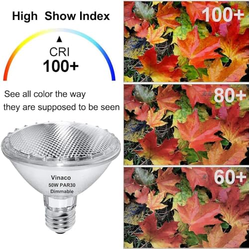 Vinaco PAR30 Halogen Bulb 50W 120V E26 Base, 6 Pack PAR30 Short Neck Halogen Long Lifespan，50W PAR 30 Dimmable 3000k Warm White，High Out PAR 30 Flood Light Instead for Flood Light Bulb Outdoor.… - style: 50 W - 6 Pack
