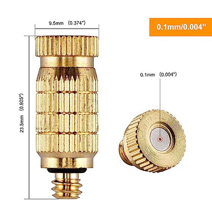 20pcs High Pressure Atomizer Nozzle Brass Misting Nozzles for Outdoor Cooling System, Landscaping, Greenhouse Irrigation, Air Humidification, Anti-Drip Fogging Spray Head(0.004"/0.1mm)