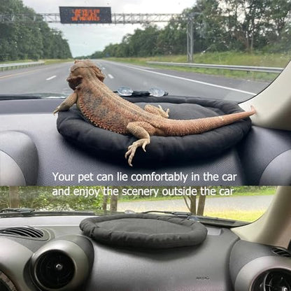 SEIS Bearded Dragon Mat for Car Lizard Sleeping Bed Adsorbed on Glass Jar 13.4"x 10.6" Reptile Carpet Floor Liner for Gecko Chamelon Turtles Lguana Guinea Pig Hamster Rabbit Chinchilla (Black)