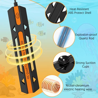 QZQ Aquarium Heater, 300W Fish Tank Heater with Temperature Controller, Leaving Water Automatically Stop Heating, Overheating Protection, Turtle Tank Heater for Freshwater & Saltwater - size: 300W