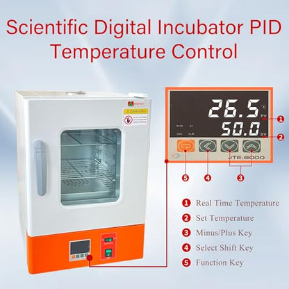 Electric Heating Constant Temperature Lab Incubator 22L 11X11X11Inch Chamber RT-70℃ 110V 60Hz Cabinet Incubator for Reptile Egg Bacterial Culture Seed Germination Medical Science