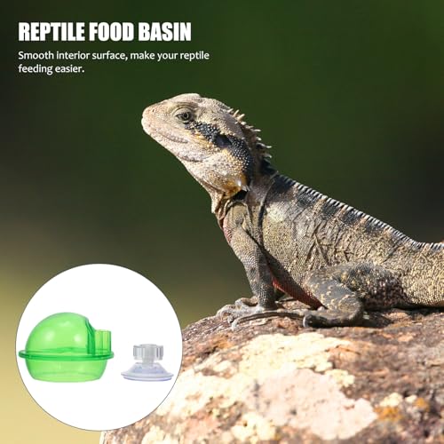 HEMOTON Reptile Feeding Bowls with Suction Cups, Plastic Water and Food Dish, Large Capacity Basin for Gecko, Lizard, Frog, Tortoise Terrarium, 2pcs Set