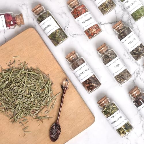 HNSHAG Witchcraft Supplies Herbs and Flowers Kit, Bigger Size 18pack Dried Herb for Witchy Beginners, Witchcraft Altar Supplies and Decor, Cinnamon Vervain Spiritual Herb for Witchy Gifts for Women - size: 30ml 18pack