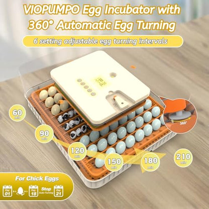 Egg Incubator for Hatching 56-154 Chicken/Quail/Turkey Eggs, 360° View Poultry Incubators with Automatic Egg Turning/Humidity Control&Alarm/Auto Water Adding/Adjustable Tray, for Beginner/Farm/Home