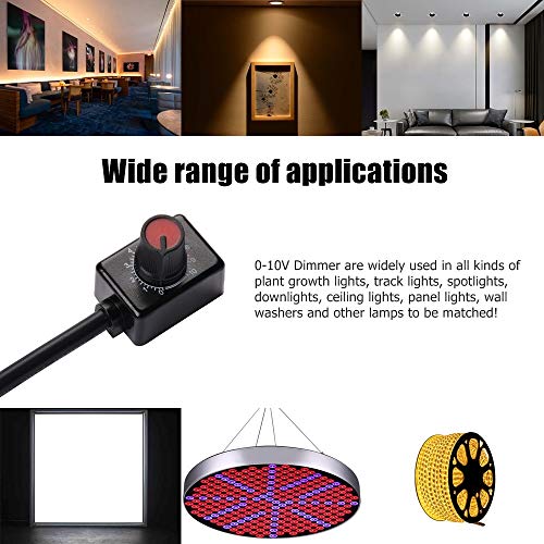 DC 0-10V Knob Dimmer Mini Controller Rotary Switch ON/Off PWM Dimming for 0/1-10V Dimmable LED Drivers Electronic Ballasts Controling Interior Light Grow Lamp
