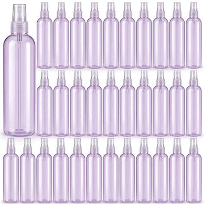 Eccliy 32 Pcs 8 oz Spray Bottles Fine Mist Plastic Spray Bottles Empty Sprayer Hairs Refillable Travel Sprayer with Pump Cap for Cleaning Oils Travel Perfumes (Purple,Clear) - color: Purple, style: Clear