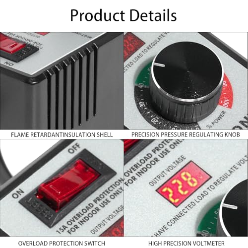 AC Motor Speed Controller 15 A 4000 W Variable Fan Dimmer Switch with LED Display, Heavy Duty for Power Tools, Drill, Fan, Heater (110-120 V US Standard)