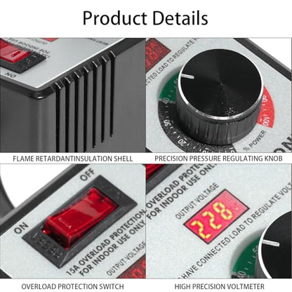 AC Motor Speed Controller 15 A 4000 W Variable Fan Dimmer Switch with LED Display, Heavy Duty for Power Tools, Drill, Fan, Heater (110-120 V US Standard)