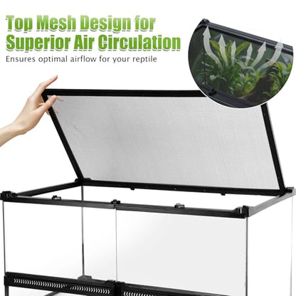 Reptile Terrarium 20"x12"x10", Full Glass Tank Enclosure for Small Reptiles, Geckos, Frogs, Lizards, Snakes, Spiders, Turtles, Rainforest Terrarium Habitat - size: 20" x 12" x 10"