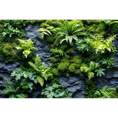 Rock Wall Reptile Habitat Background Greenery-Infused Room Vertical Moss Wall Terrarium Background Nature's Embrace Tropical Green Plants Fish Tank Background Moss Wall Aquarium Background 24x16in - color: Green, size: 24(W)x16(H)in