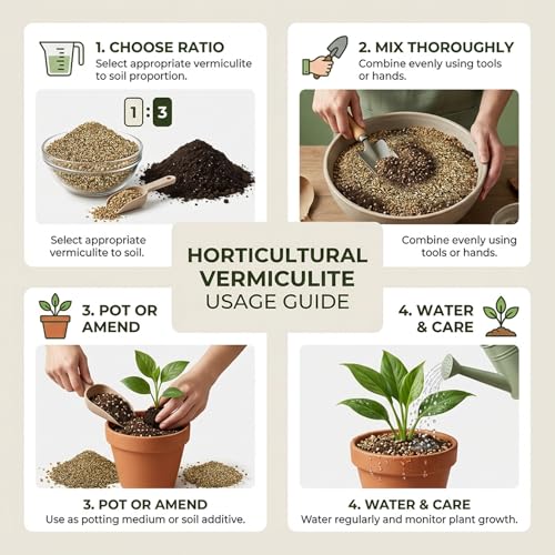 Sukh 14.6OZ Vermiculite - Organic Vermiculite for Gardening Plants Fine Horticultural Soil Amendments Bulk Additive Perfect Potted and Garden Professional Grade 1-3mm - size: 1-3MM