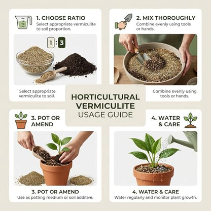 Sukh 14.6OZ Vermiculite - Organic Vermiculite for Gardening Plants Fine Horticultural Soil Amendments Bulk Additive Perfect Potted and Garden Professional Grade 1-3mm - size: 1-3MM