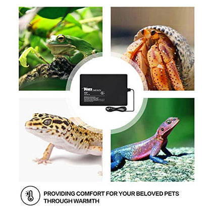 iPower 8 by 12-Inch 16 Watt Reptile Heat Pad Under Tank Terrarium Heater Heat Mat for Small Animals - color: Black-1 Pack, size: 8" X 12", style: Heat Pad