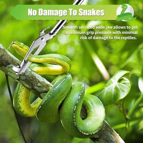 IC ICLOVER 52" Foldable Snake Grabber, 2-Section Collapsible Stainless Steel Snake Tongs, Professional Rattle Snake Handling Tools Catcher Grabber Stick Pole with Auto Lock, No-Slip Handle, Wide Jaw