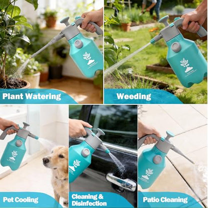 Garden Hand Pump Sprayer 1/2 Gallon - 68 Oz Leak-Proof Handheld Pressure Sprayer with 360° Extended Spray Rod, Adjustable Nozzle & Safety Valve, Water Mister Spray Bottle for Plants (2L)