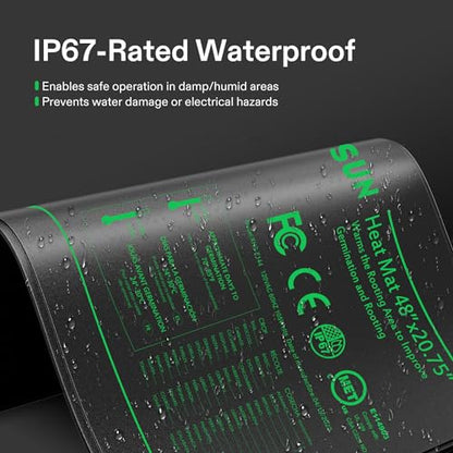 VIVOSUN 48"x20.75" Seedling Heat Mat with Built-in Temperature Controller, UL & MET-Certified Waterproof Plant Heating Pad for Germination, Hydroponics, Brewing, Breeding, and Greenhouses - size: 48"x20.75"